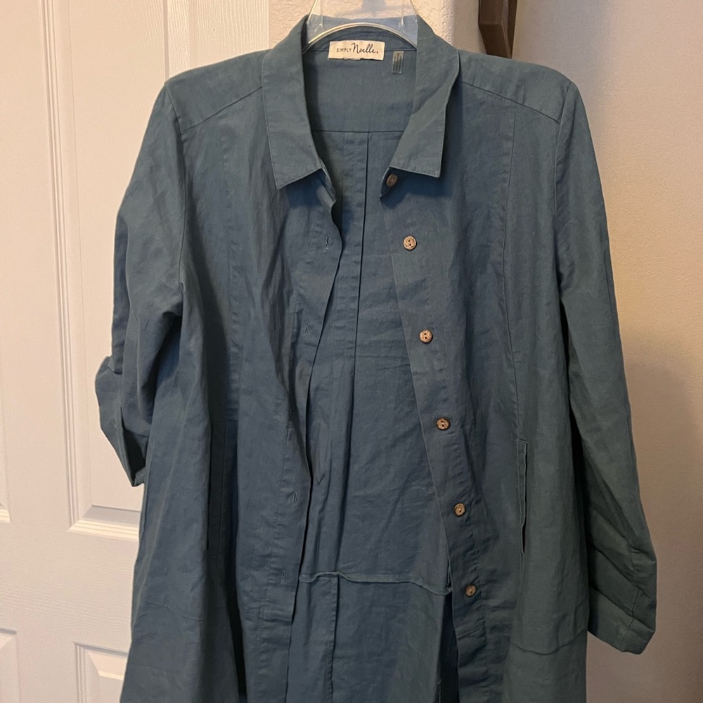 Simply Noelle Blue Lightweight Shirt Jacket with Relaxed Fit size 2X Length